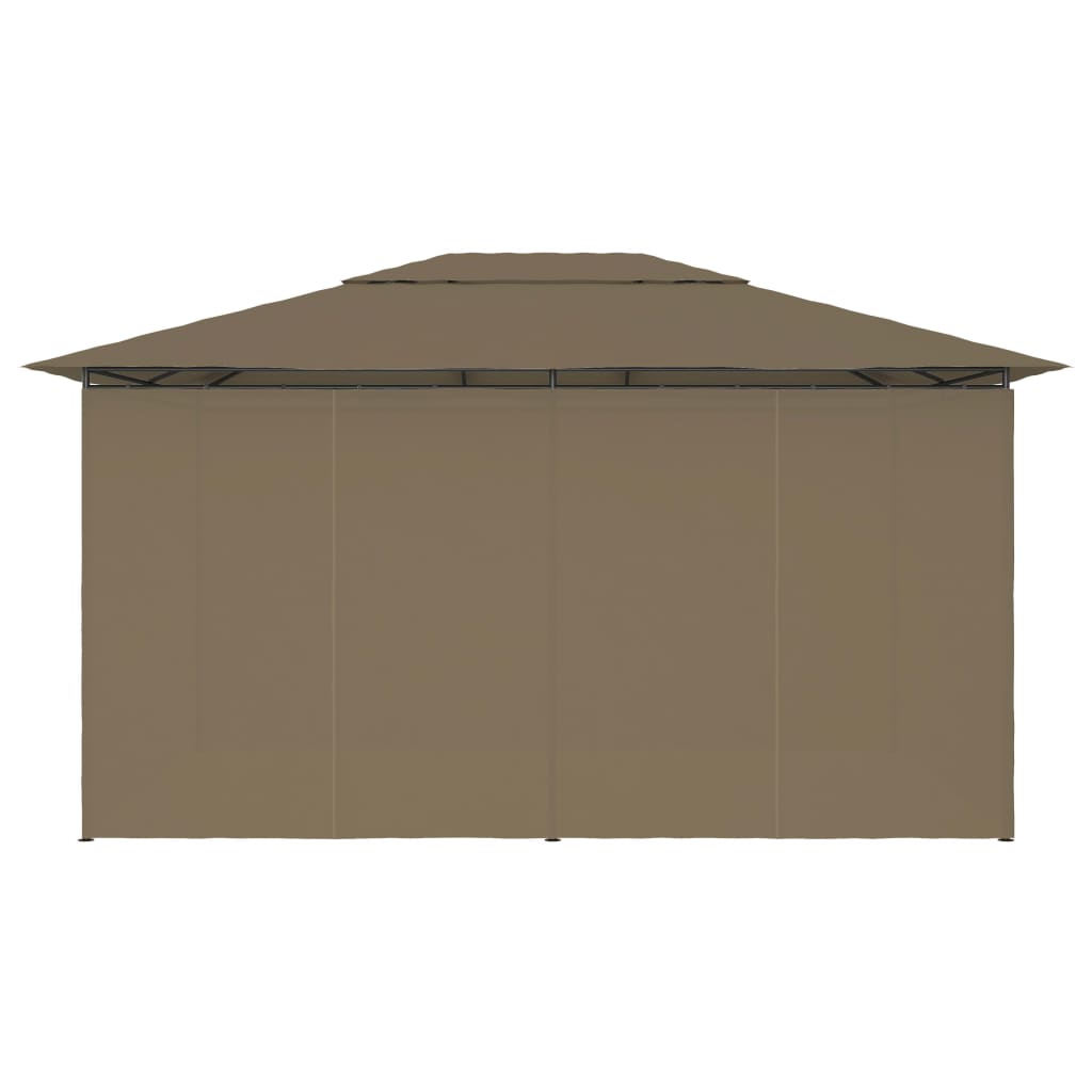 Pavilion de grădină cu perdele, gri taupe, 4 x 3 m, 180 g/m²