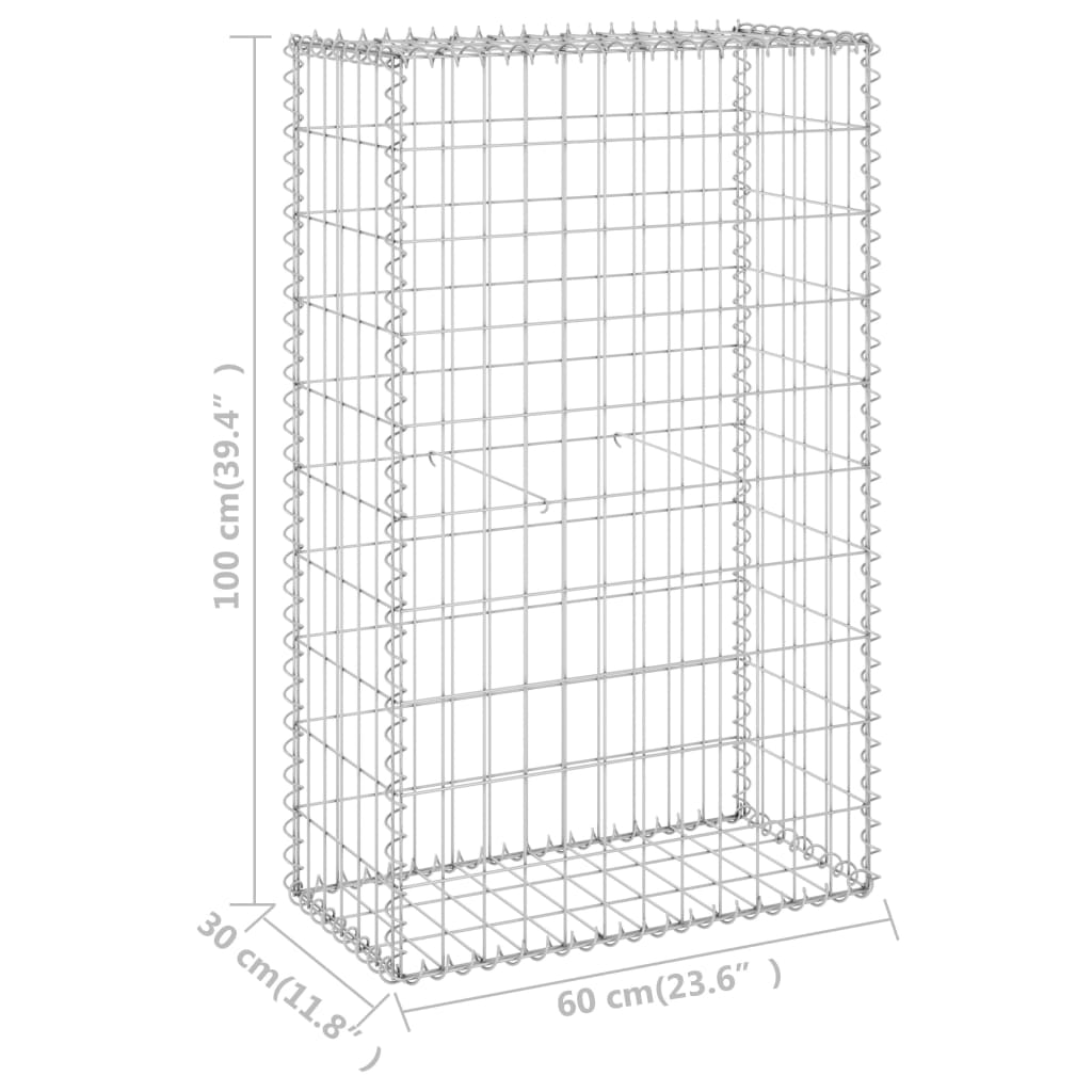 Perete gabion cu capace, 60 x 30 x 100 cm, oțel galvanizat