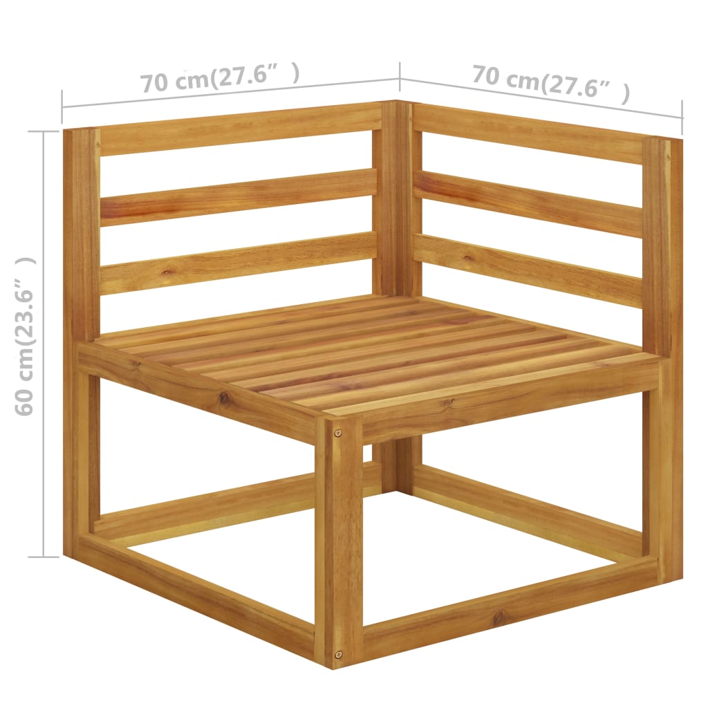 Canapea de colț modulară, pernă gri închis, lemn masiv acacia