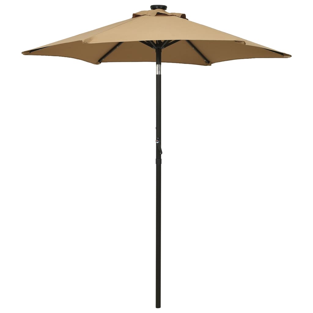 Umbrelă de soare cu lumini LED, gri taupe, 200x211 cm, aluminiu