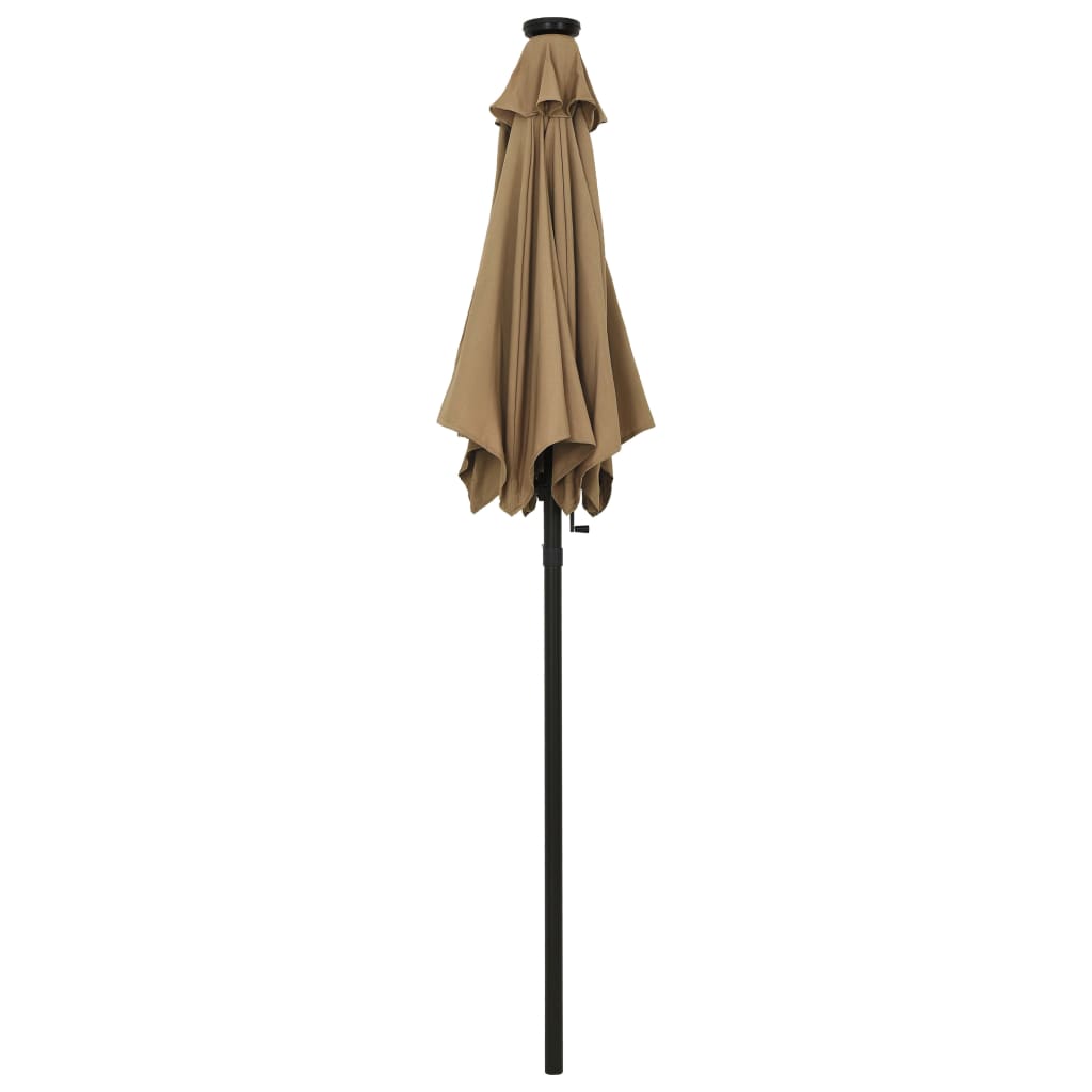 Umbrelă de soare cu lumini LED, gri taupe, 200x211 cm, aluminiu