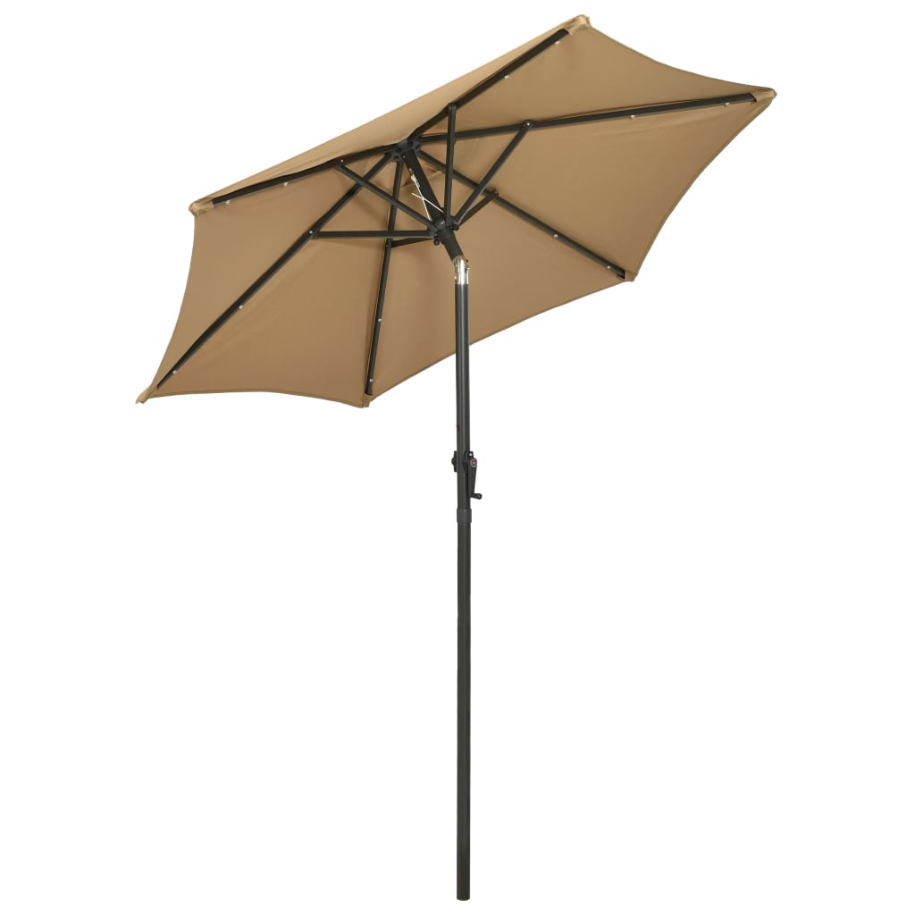 Umbrelă de soare cu lumini LED, gri taupe, 200x211 cm, aluminiu