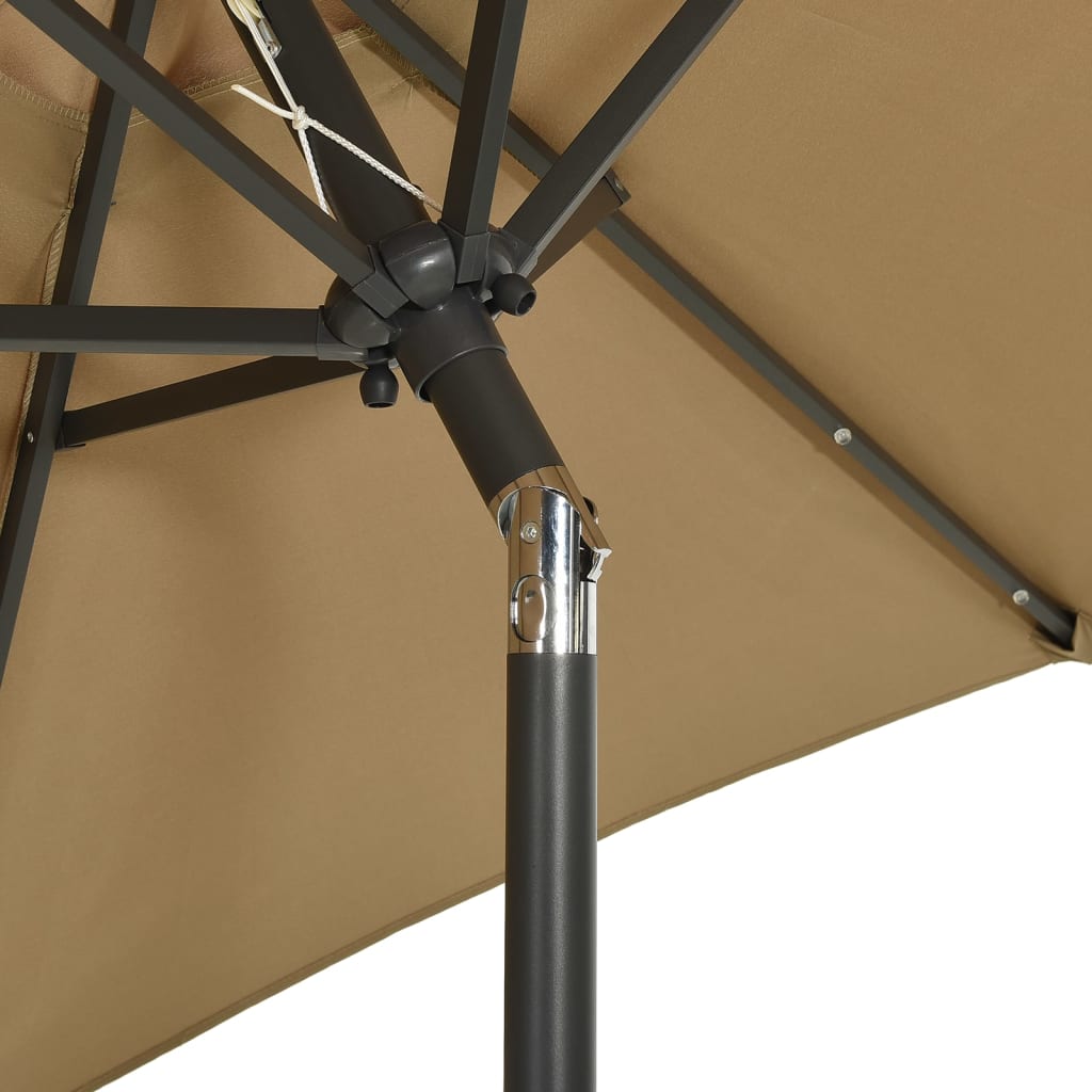 Umbrelă de soare cu lumini LED, gri taupe, 200x211 cm, aluminiu