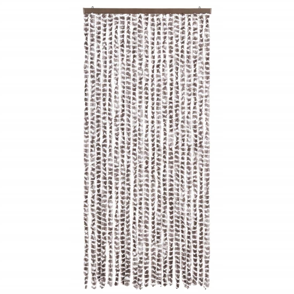 Perdea pentru insecte, gri taupe și alb, 90 x 220 cm, chenille