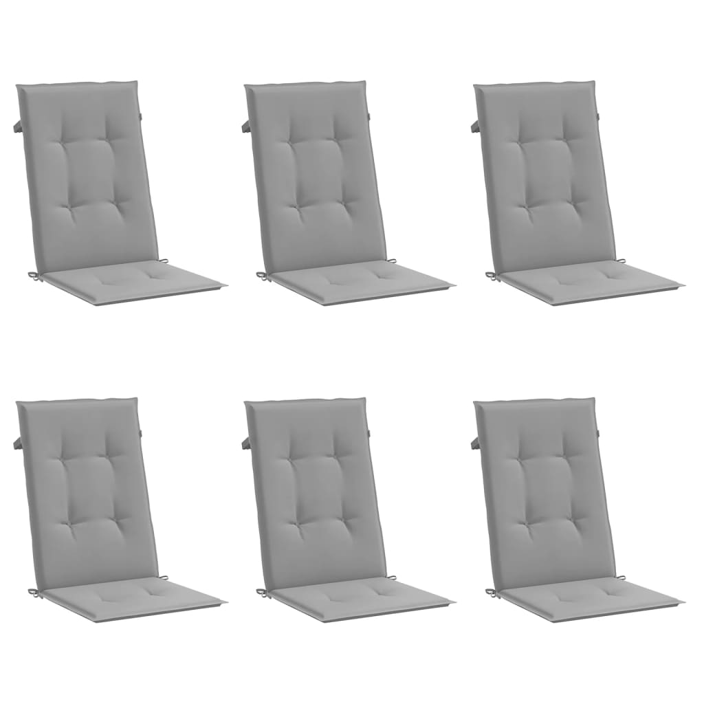 Perne scaun cu spătar înalt, 6 buc., gri, 120x50x3 cm, textil