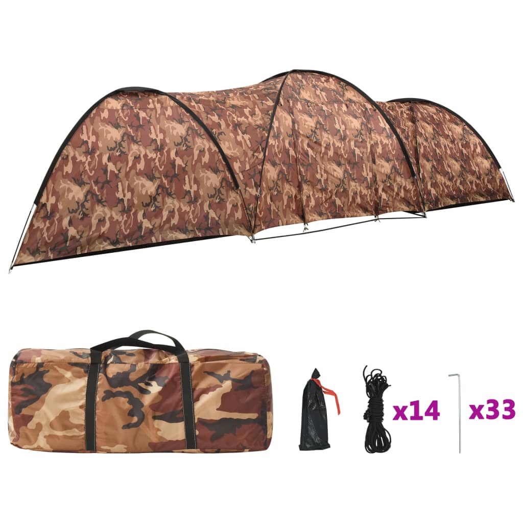 Cort camping tip iglu, 8 persoane, camuflaj, 650x240x190 cm