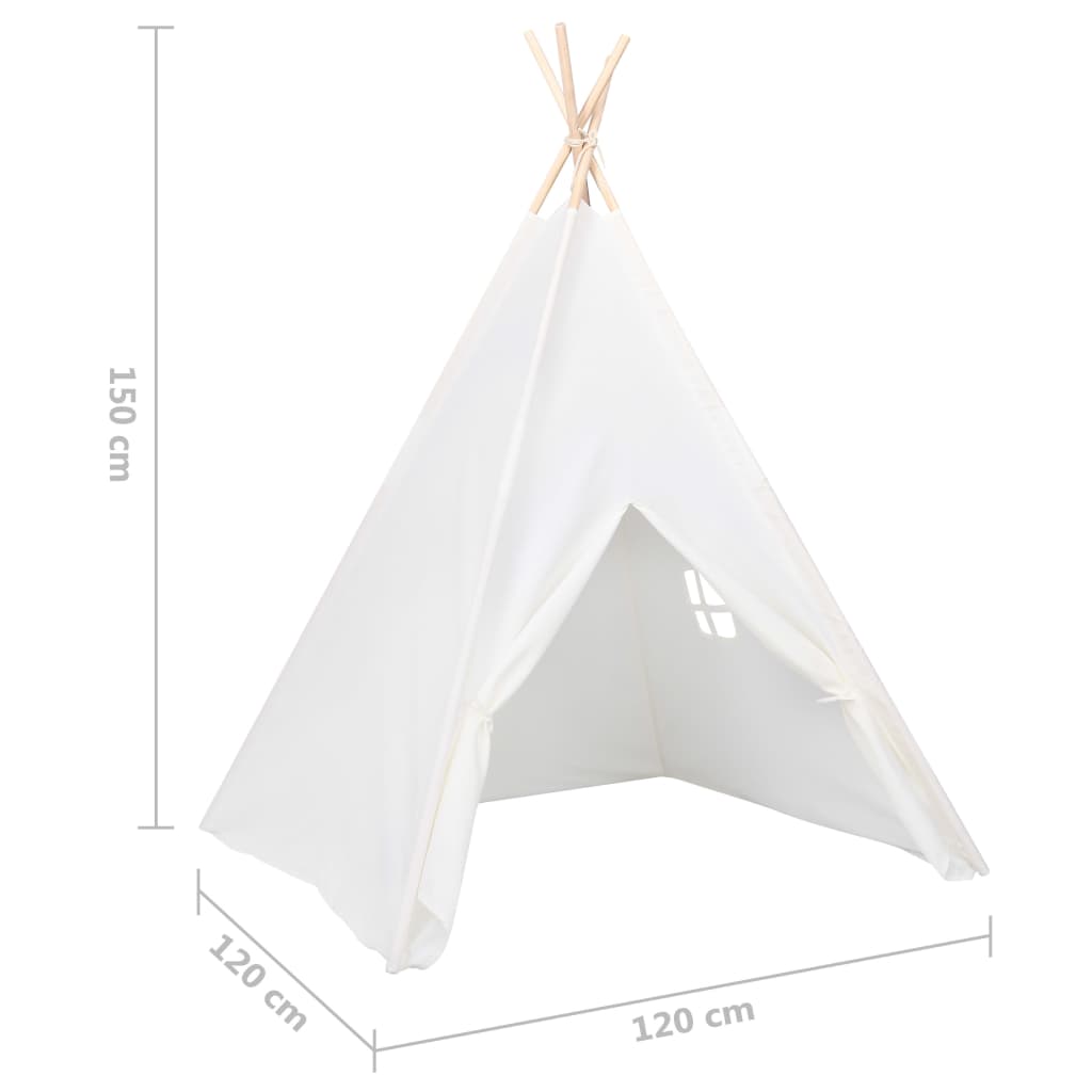 Cort de copii teepee cu geantă piersică, alb, 120x120x150 cm,