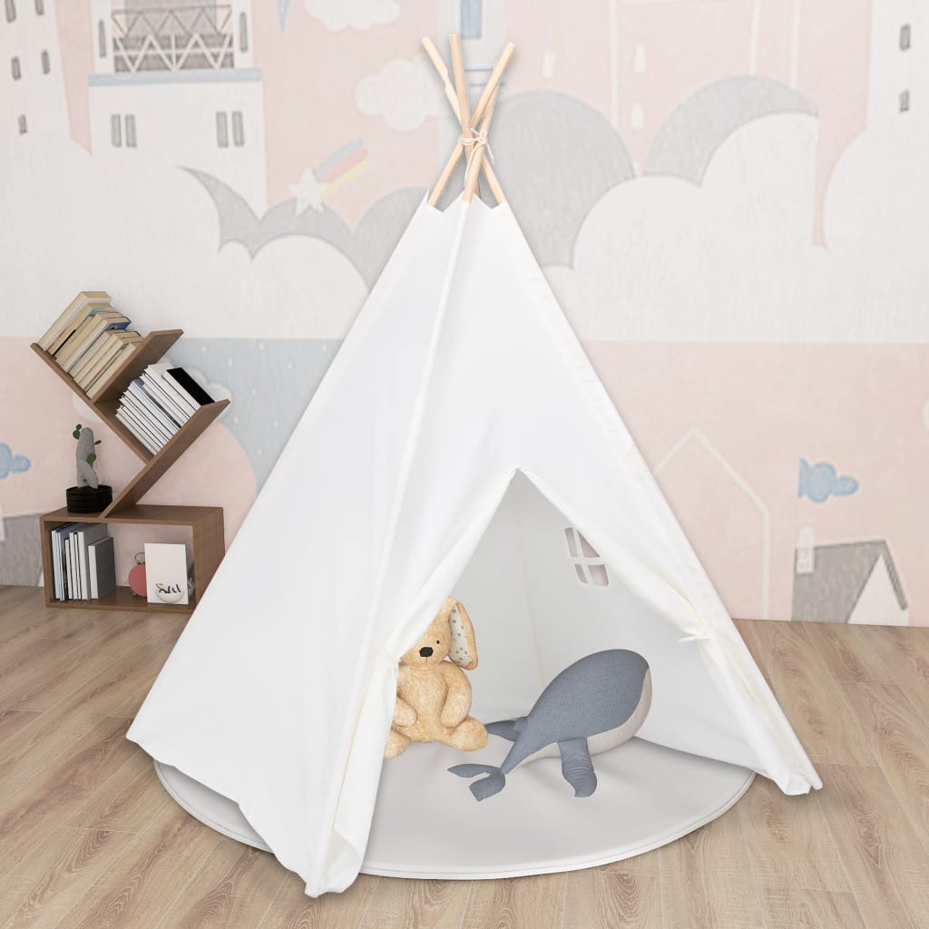 Cort de copii teepee cu geantă piersică, alb, 120x120x150 cm,