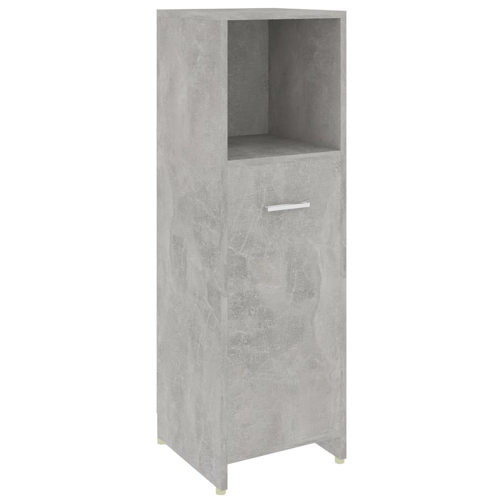 Set mobilier baie, 4 piece, gri beton, lemn prelucrat