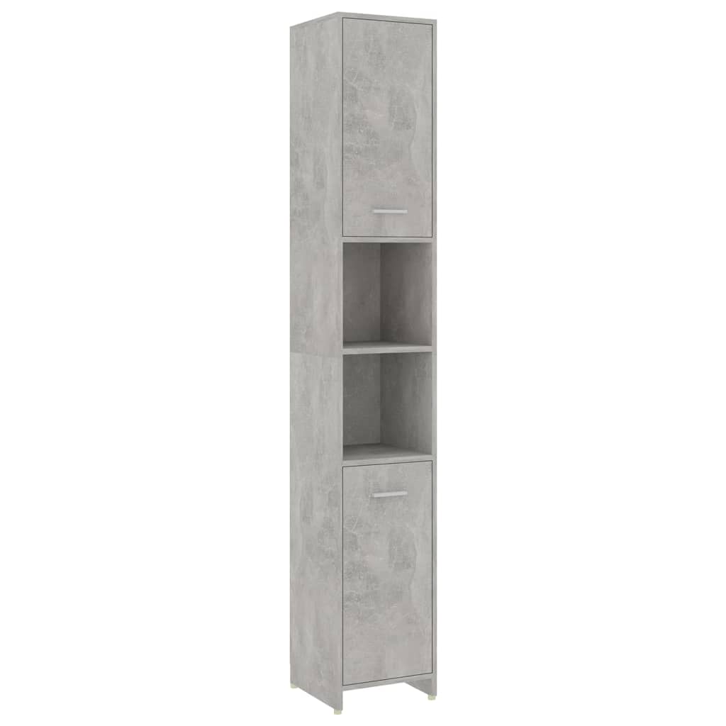 Set mobilier baie, 4 piece, gri beton, lemn prelucrat