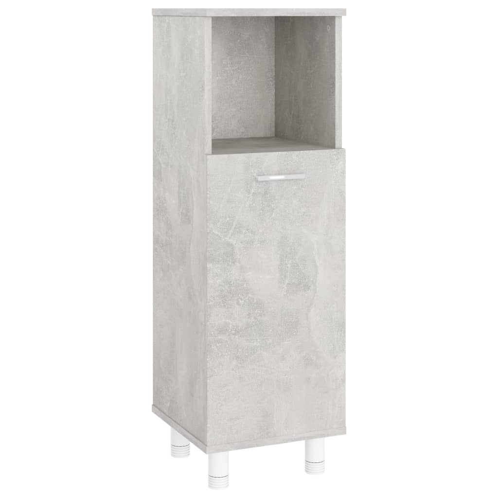 Set mobilier baie, 4 piece, gri beton, lemn prelucrat