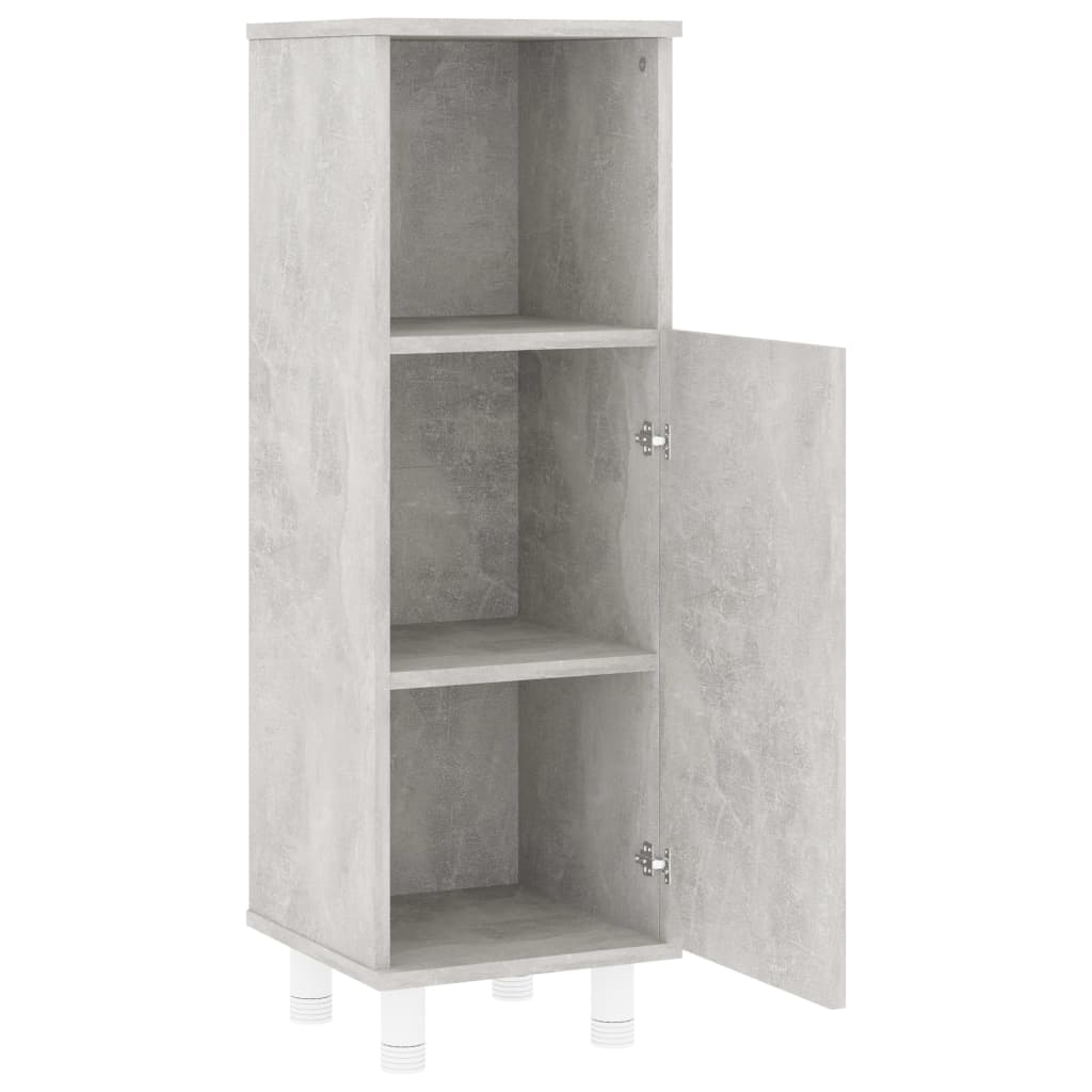 Set mobilier baie, 4 piece, gri beton, lemn prelucrat