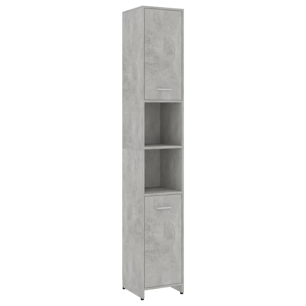 Set mobilier baie, 3 piece, gri beton, lemn prelucrat