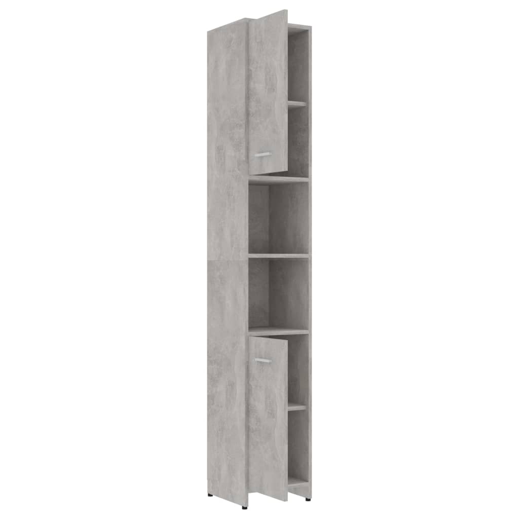 Set mobilier baie, 3 piece, gri beton, lemn prelucrat