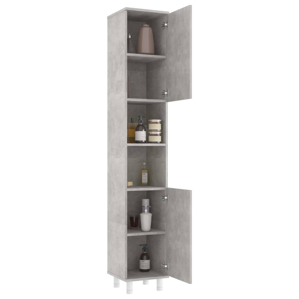 Set mobilier baie, 3 piece, gri beton, lemn prelucrat