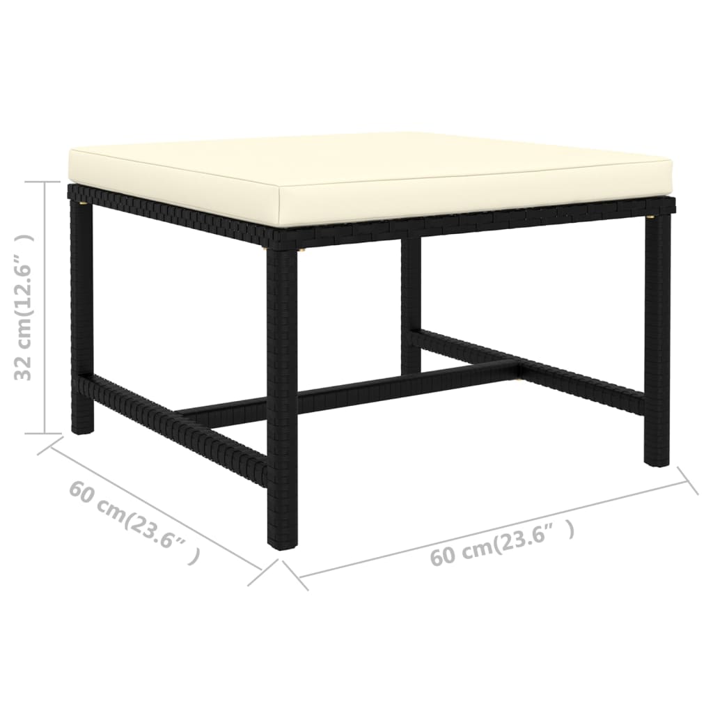 Set mobilier de grădină cu perne, 4 piese, negru, poliratan