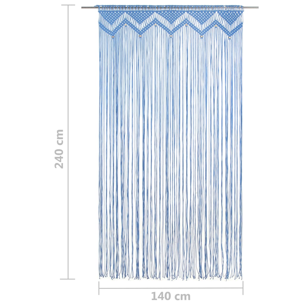 Perdea macrame, albastru, 140 x 240 cm, bumbac