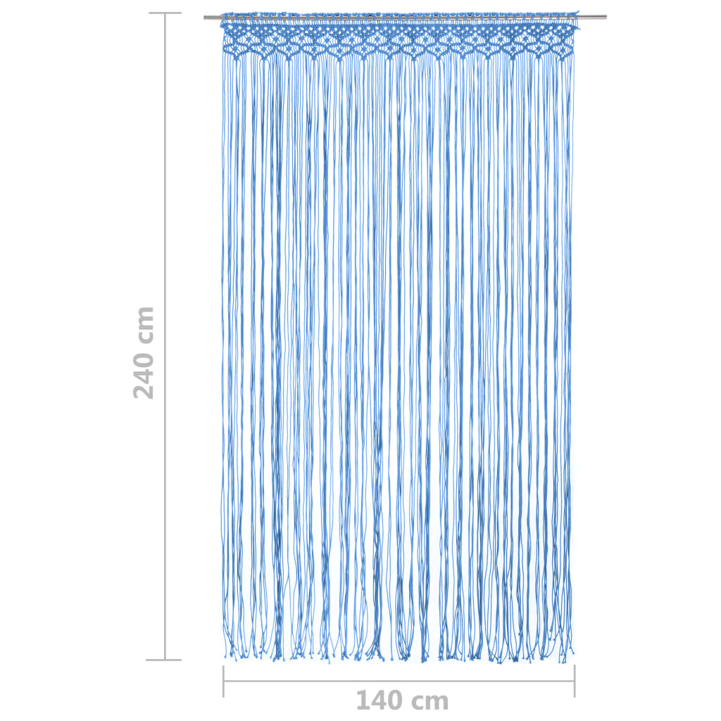 Perdea macrame, albastru, 140 x 240 cm, bumbac