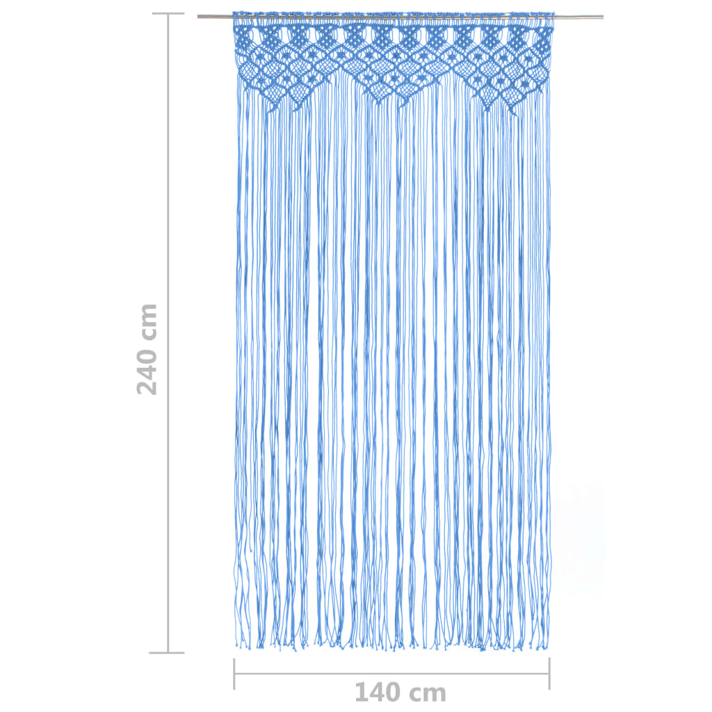 Perdea macrame, albastru, 140 x 240 cm, bumbac