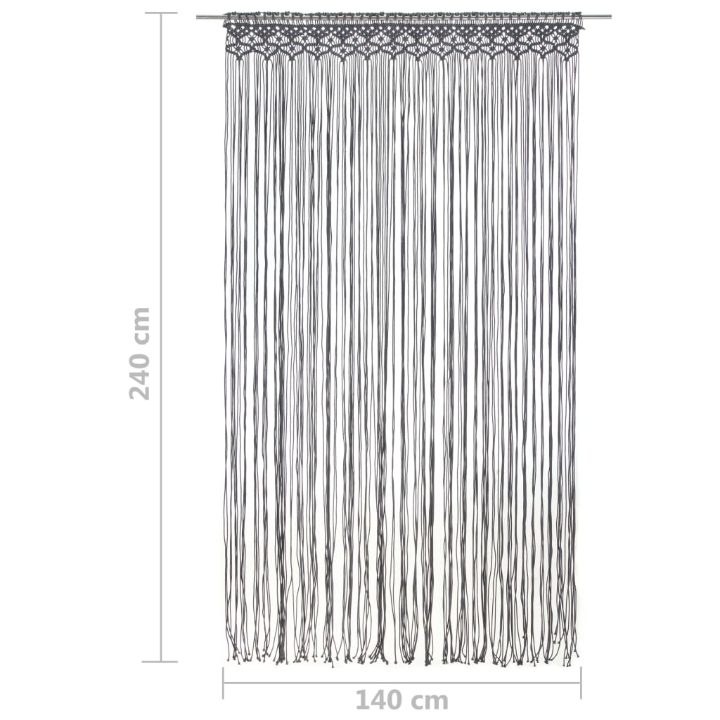 Perdea macrame, antracit, 140 x 240 cm, bumbac