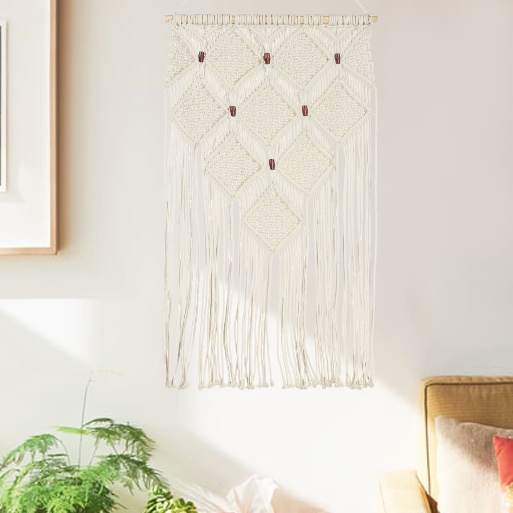 Cuier de perete din macrame, 40x80, bumbac