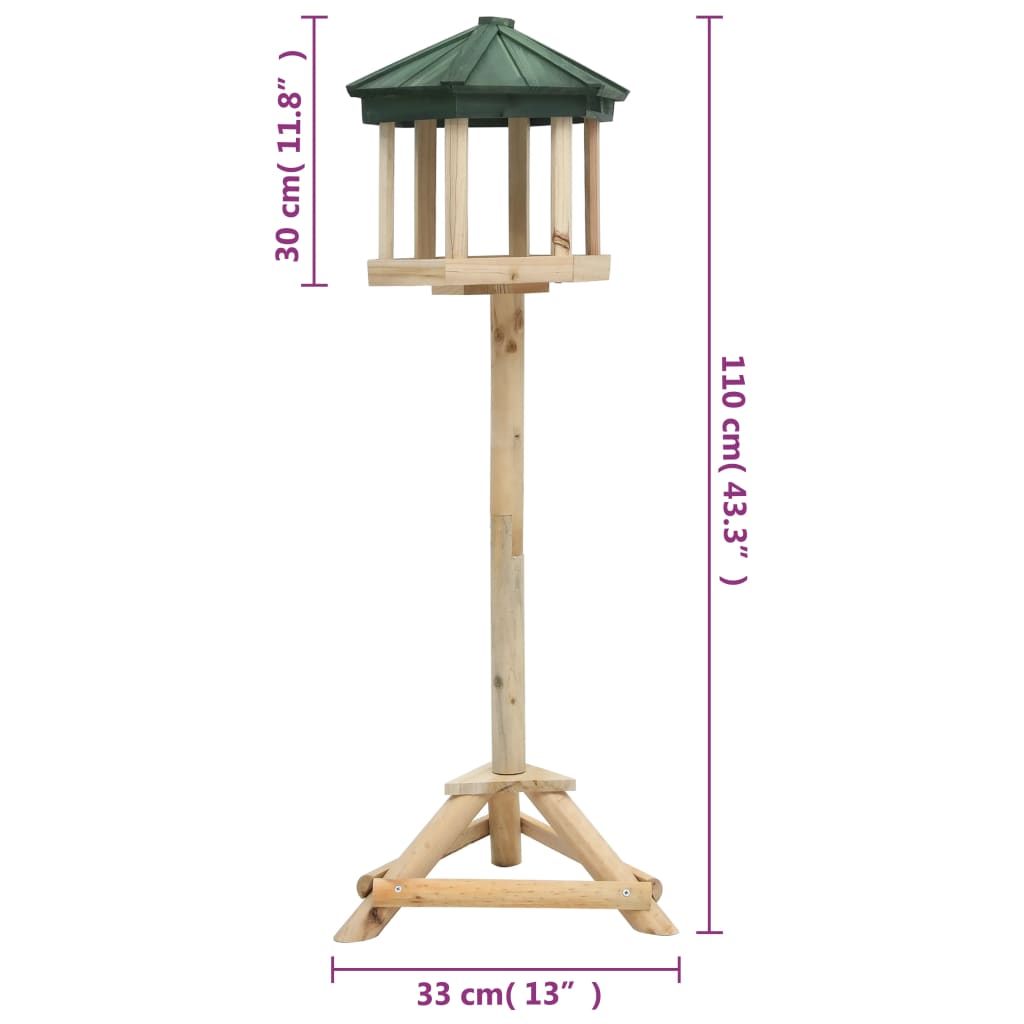 Hrănitor pentru păsări vertical, 33x110 cm, lemn masiv de brad