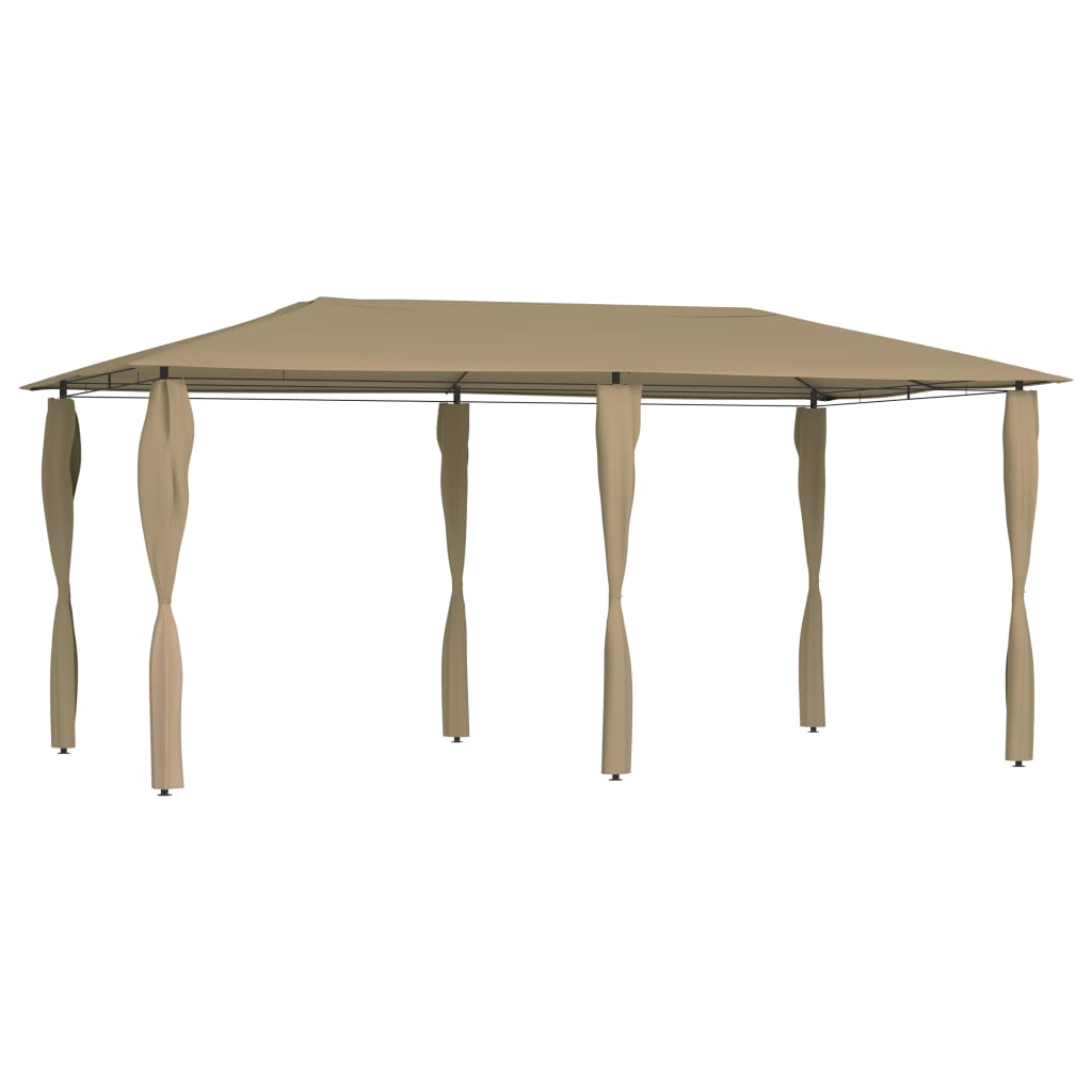 Pavilion cu huse pentru stâlpi, gri taupe, 3x6x2,6 m, 160 g/m²