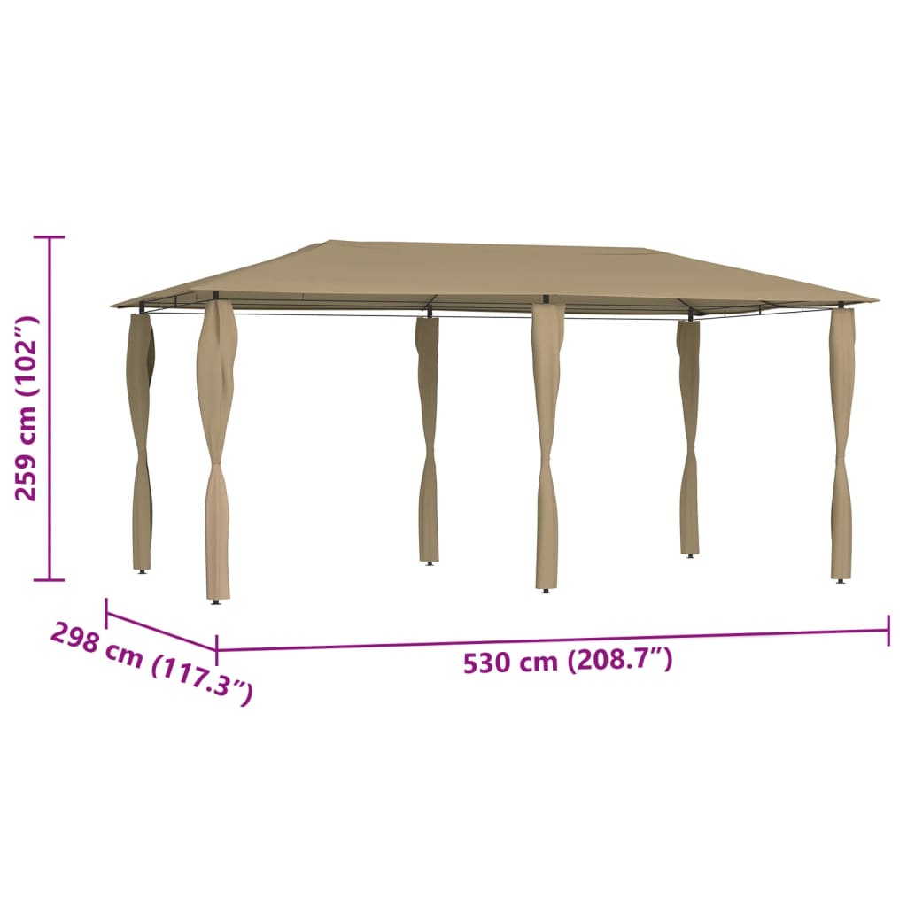 Pavilion cu huse pentru stâlpi, gri taupe, 3x6x2,6 m, 160 g/m²