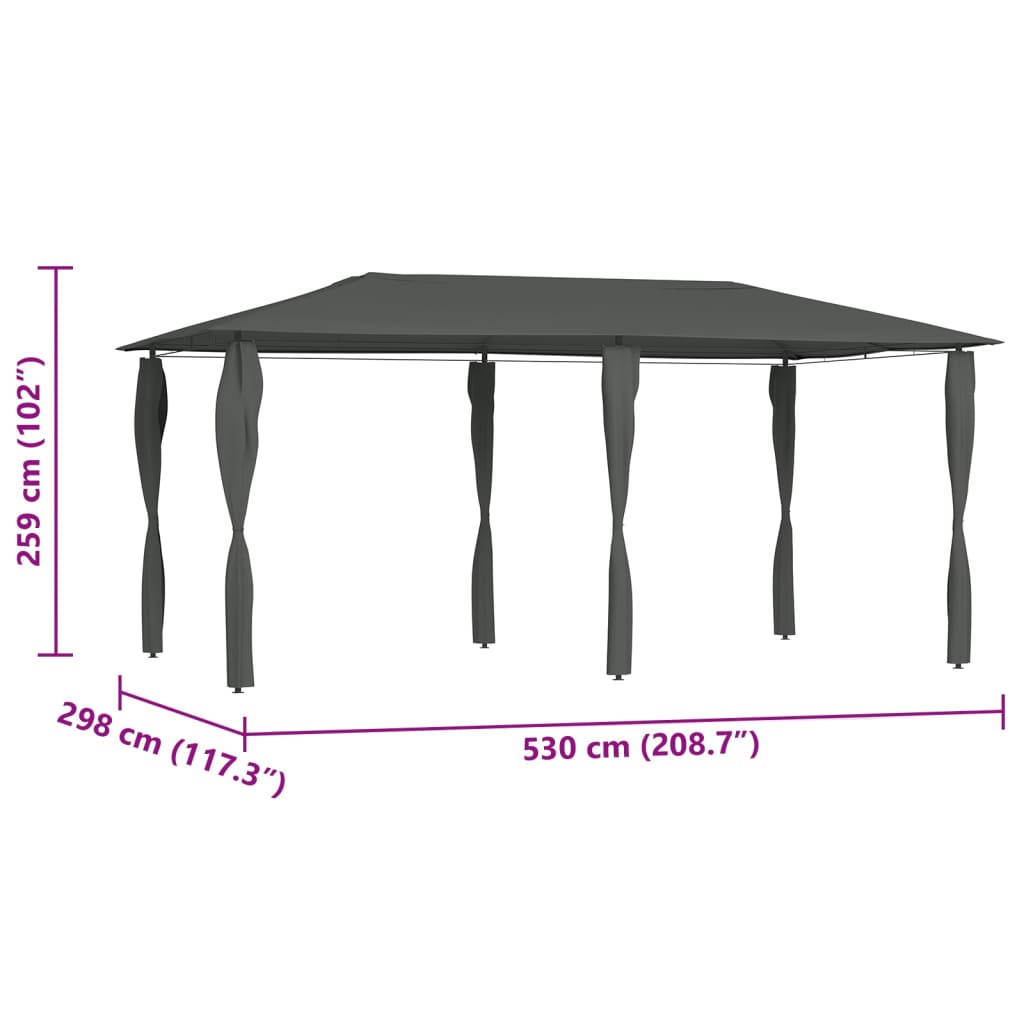 Pavilion cu huse pentru stâlpi, antracit, 3x6x2,6 m, 160 g/m²