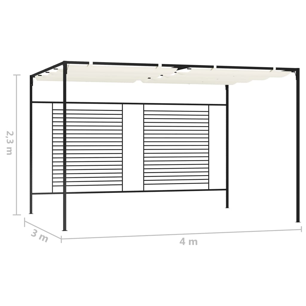 Pavilion grădină acoperiș retractabil crem 3x4x2,3 m 180 g/m²