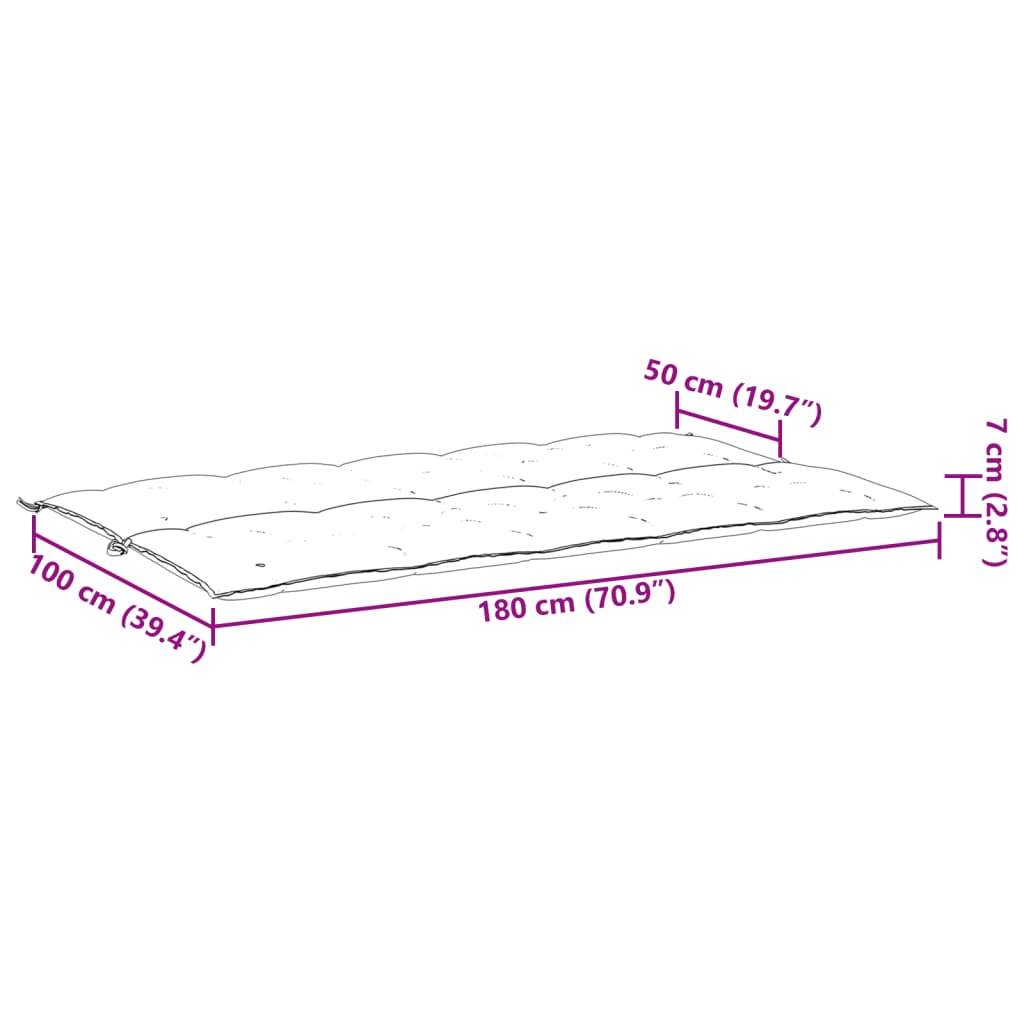 Pernă bancă de grădină alb crem, 180x(50+50)x7cm, textil oxford