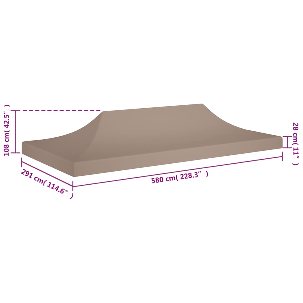 Acoperiș pentru cort de petrecere, gri taupe, 6 x 3 m, 270 g/m²