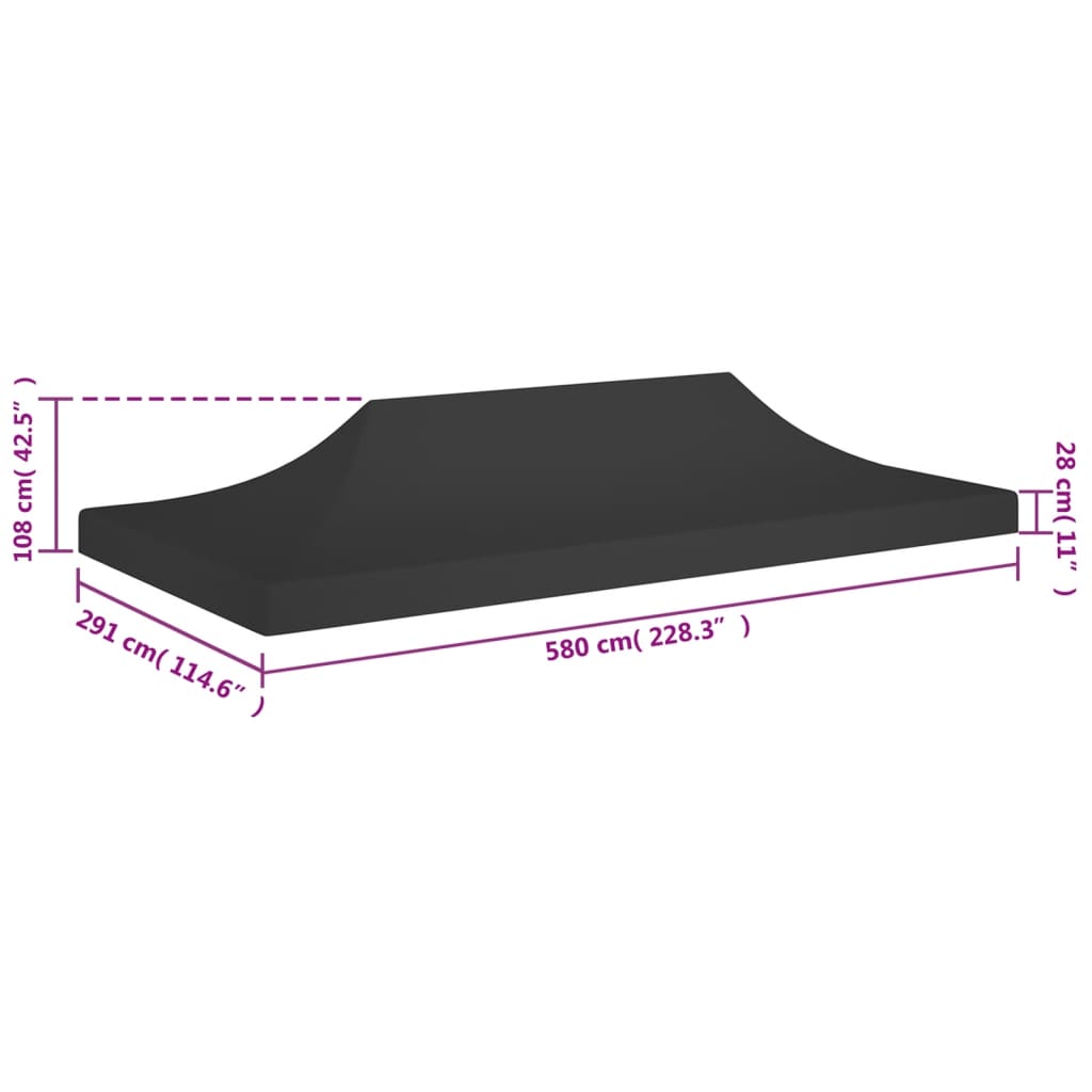 Acoperiș pentru cort de petrecere, negru, 6 x 3 m, 270 g/m²