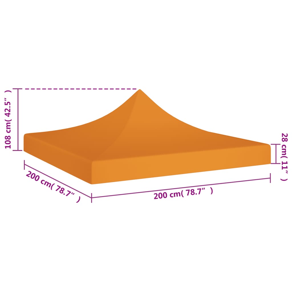 Acoperiș pentru cort de petrecere portocaliu 2 x 2 m, 270 g/m²