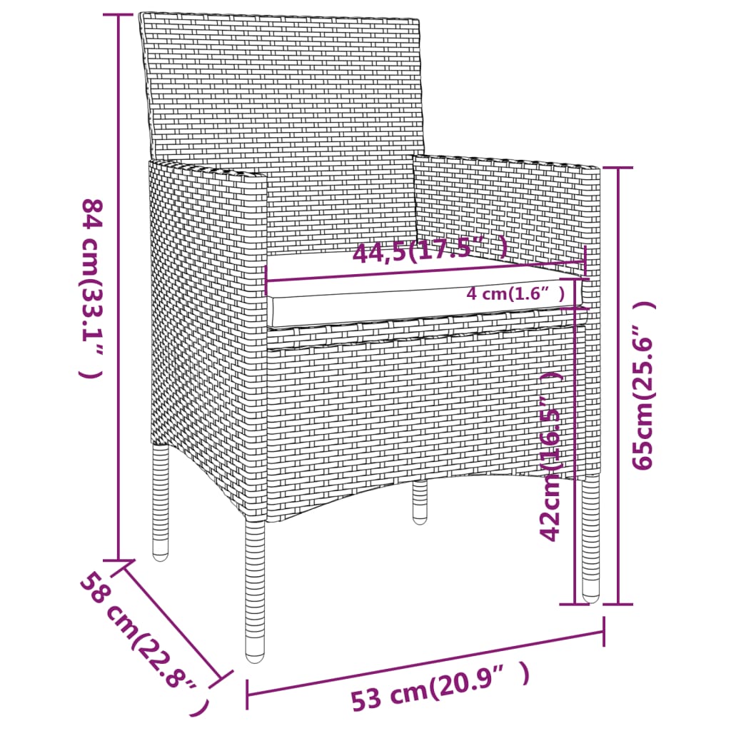 Set mobilier de grădină, 9 piese, maro, poliratan