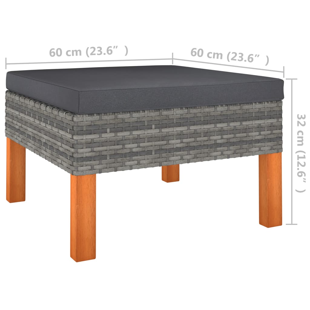 Set mobilier grădină, 3 piese, poliratan & lemn masiv eucalipt