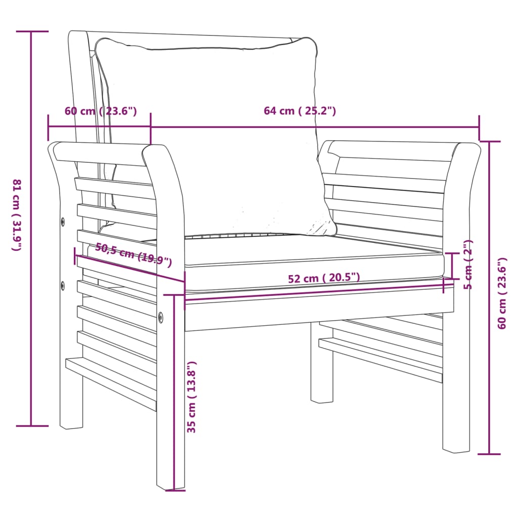 Set mobilier de grădină cu perne, 5 buc., lemn masiv acacia