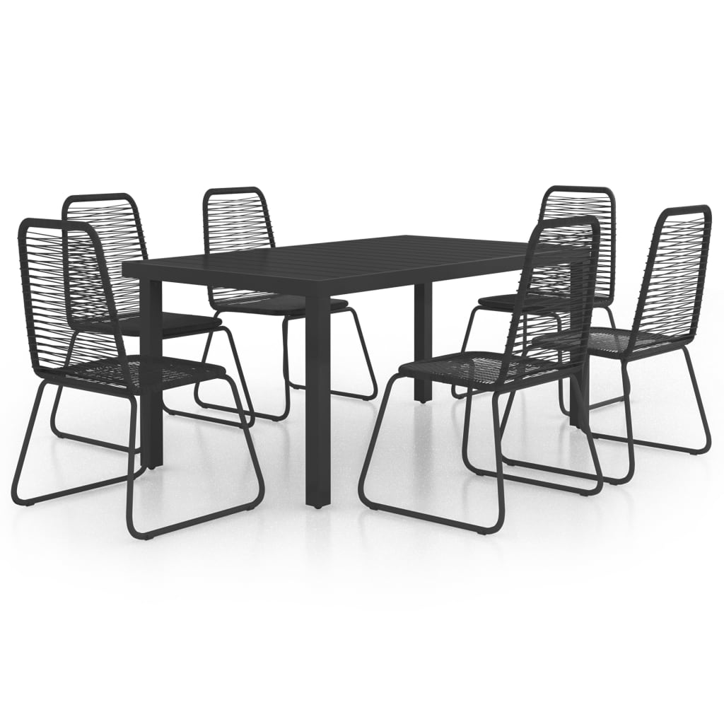 Set mobilier de grădină, 7 piese, negru, ratan PVC