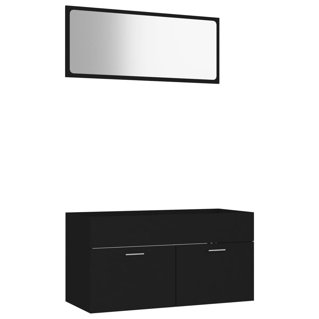 Set mobilier de baie, 2 buc., negru, PAL