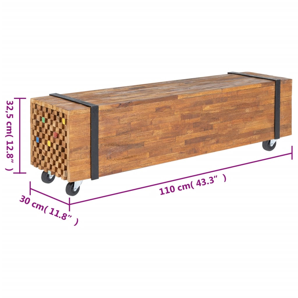 Suport TV, 110x30x32,5 cm, lemn masiv de tec