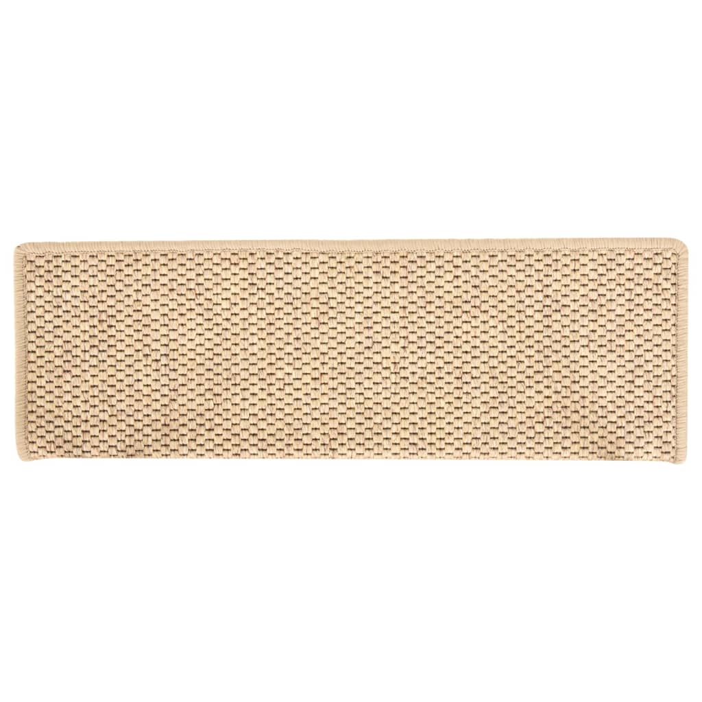 Covorașe scări autoadezive 15 buc. bej deschis 65x21x4 cm sisal