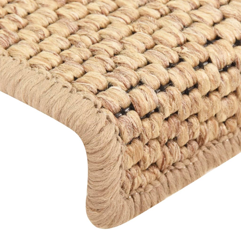 Covorașe scări autoadezive 15 buc. bej deschis 65x21x4 cm sisal