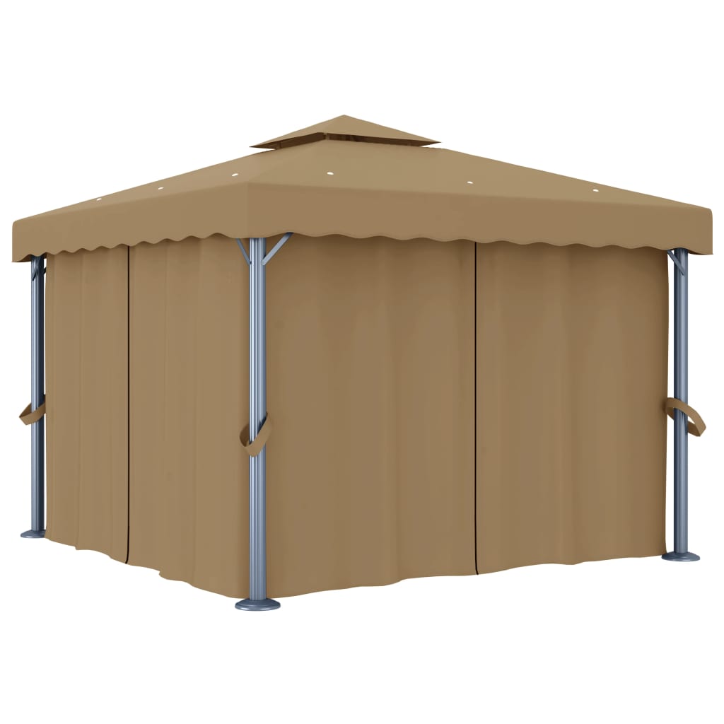 Pavilion cu perdea, gri taupe, 3x3 m, aluminiu