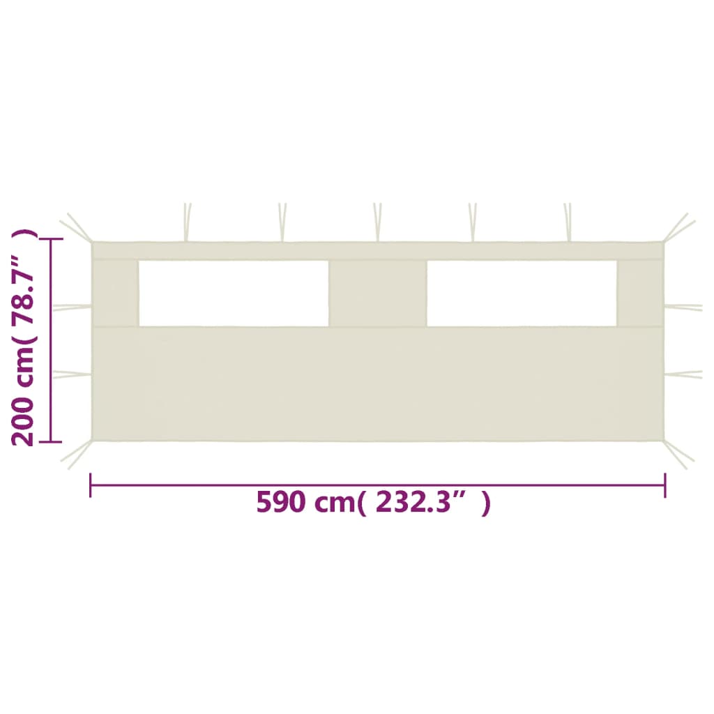 Perete lateral foișor cu ferestre, 6x2 m, crem