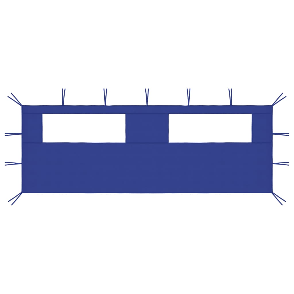 Perete lateral foișor cu ferestre, 6x2 m, albastru