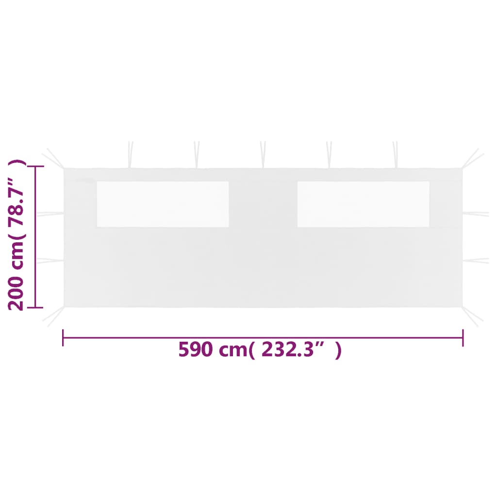 Perete lateral foișor cu ferestre, 6x2 m, alb