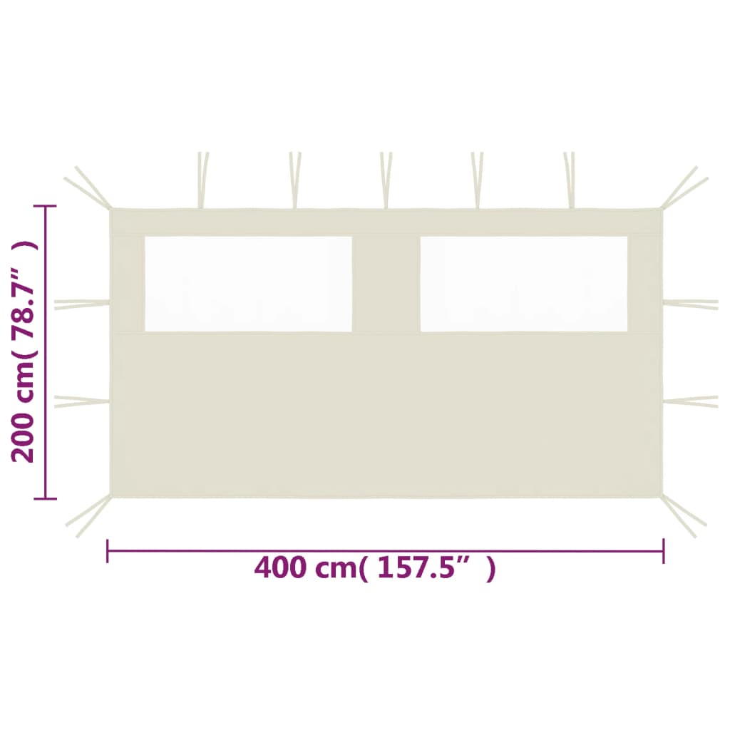 Perete lateral foișor cu ferestre, crem, 4x2 m