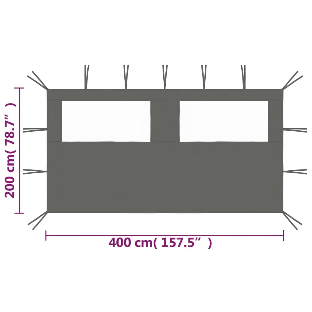 Perete lateral foișor cu ferestre, 4x2 m, antracit