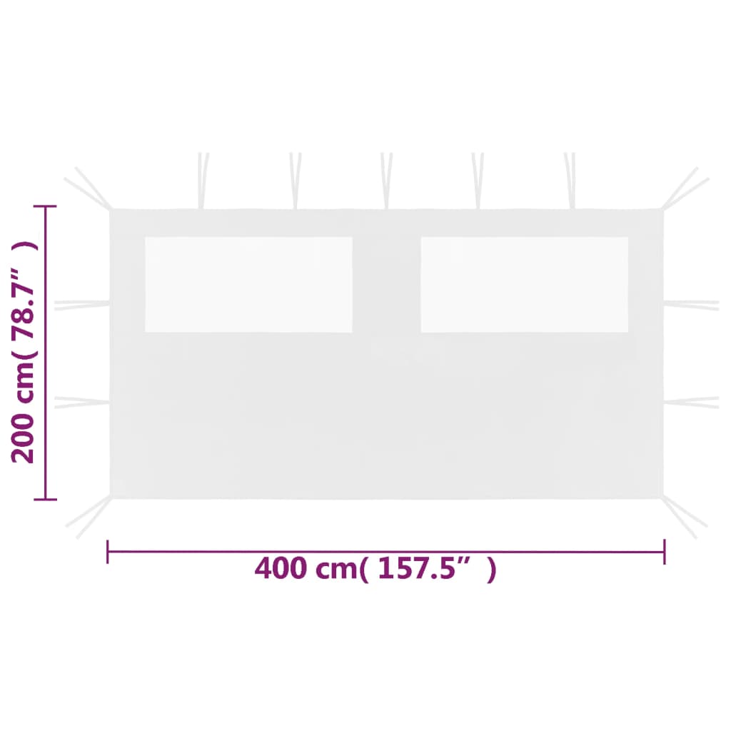 Perete lateral foișor cu ferestre, alb, 4x2 m