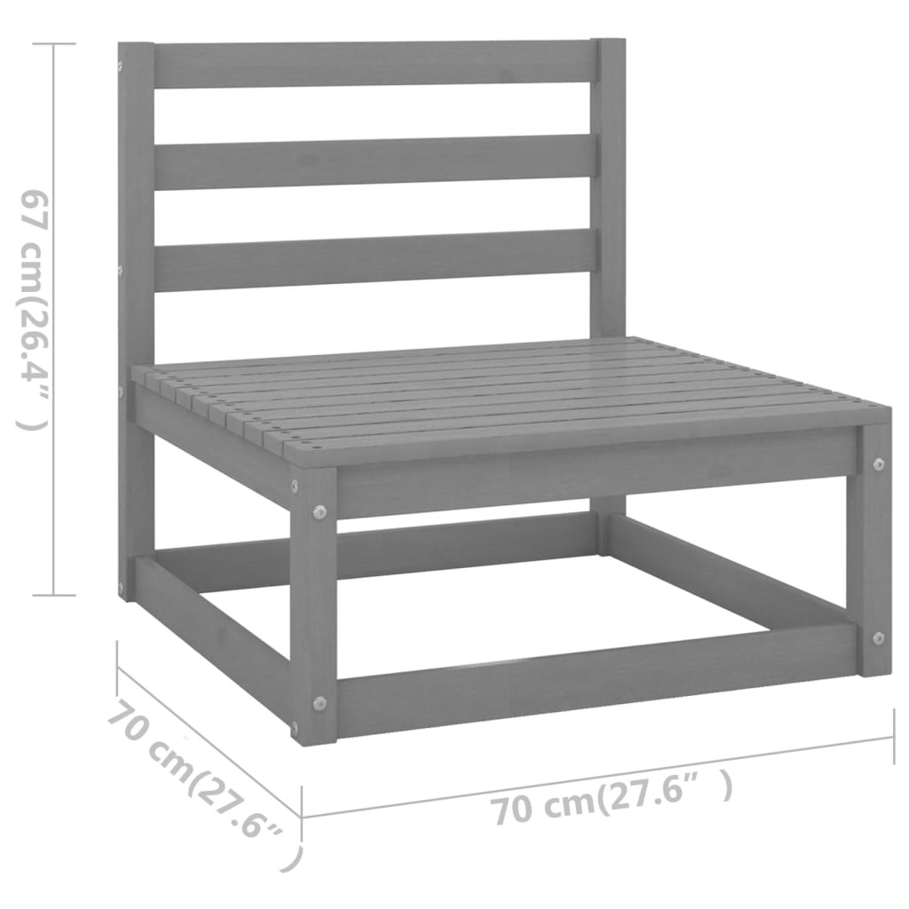 Set mobilier de grădină cu perne, 2 piese, gri, lemn masiv pin